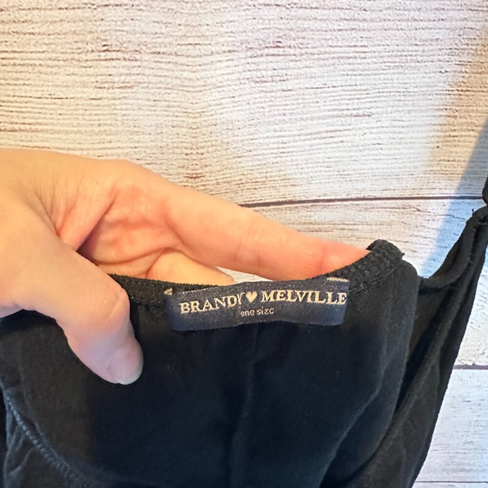 Brandy Melville black crepe top with off the shoulder ruffle cap sleeves OS - Picture 9 of 12